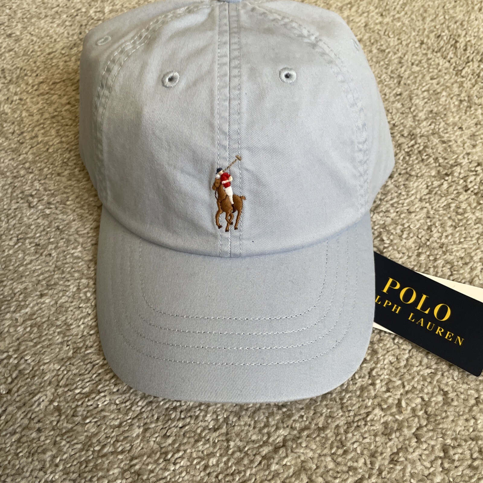 Polo Ralph Lauren blu chiaro cotone soft top Pony berretto baseball cinturino regolabile