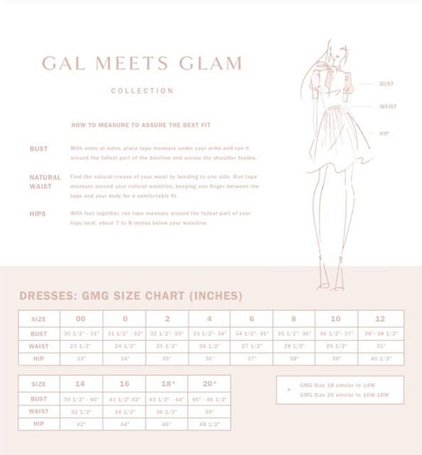 Gal Meets Glam Size Chart