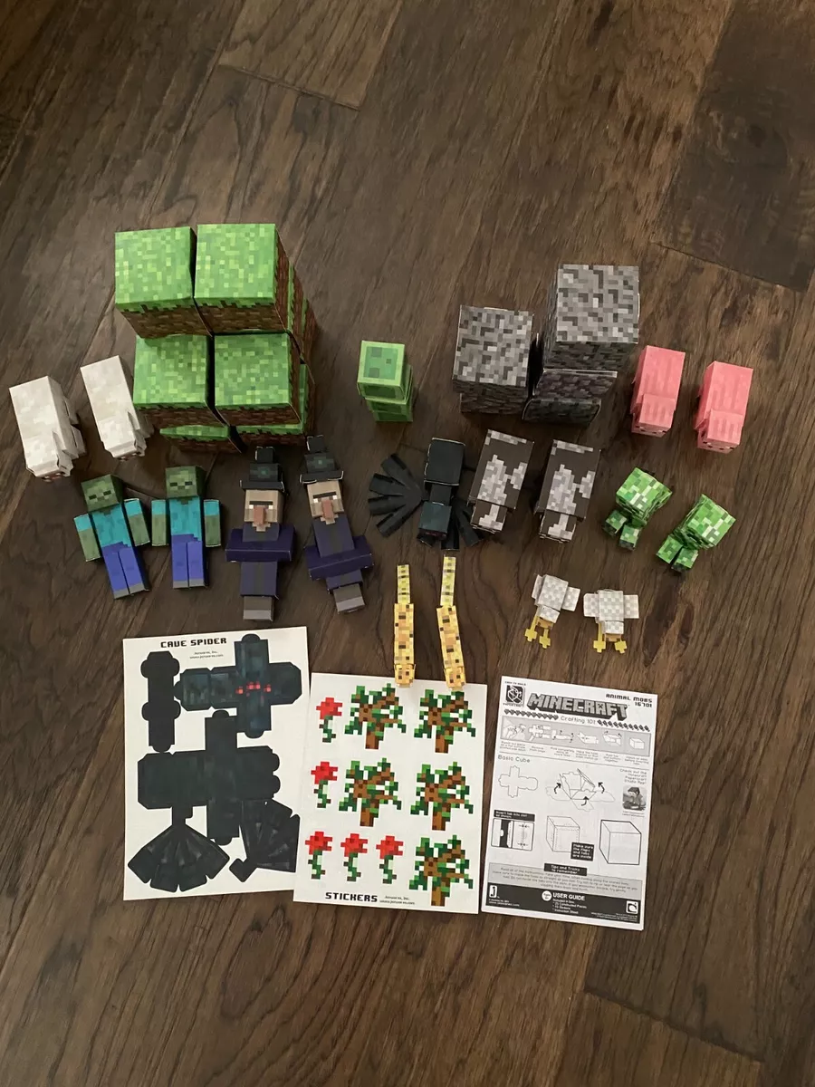 Used LARGE LOT Minecraft Papercraft Animal Mobs Mixed Lot