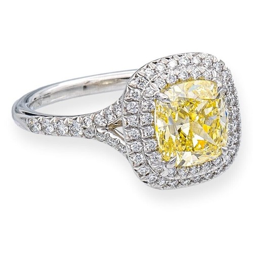 Tiffany & Co. Platinum Soleste Cushion Diamond Engagement Ring 2.16 cts. FY VS2 - Picture 2 of 8