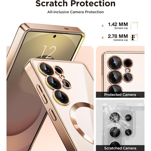 For Samsung S25+ S25 Ultra Shockproof Plating Clear Case Mag Safe Screen Cover - Picture 31 of 54