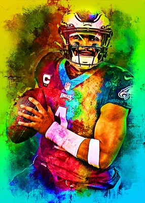 Jalen Hurts Philadelphia Eagles Football 3/5 Art ACEO Print Card By:Q Pose  3 | eBay