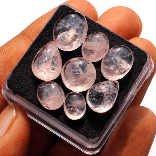 8 Pcs Natural Morganite Untreated Top Grade 8.5mm-13.5mm Cabochon Gemstones Lot - Picture 2 of 11