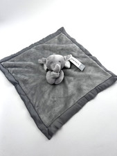 NWT Carters Grey Gray Elephant Security Blanket Soft Velour Satin Lovey Toy