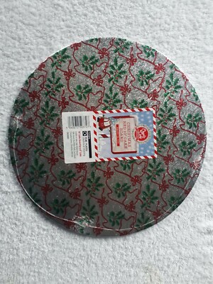 Create A Cake Weihnachten Kuchenbrett 10 Zoll Stechpalme Silber Rot Rund 