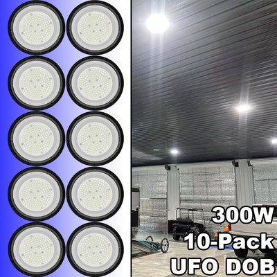 10Pack 300W led Ufo shop light Factory Warehouse Commercial Light Fixtures 6500K