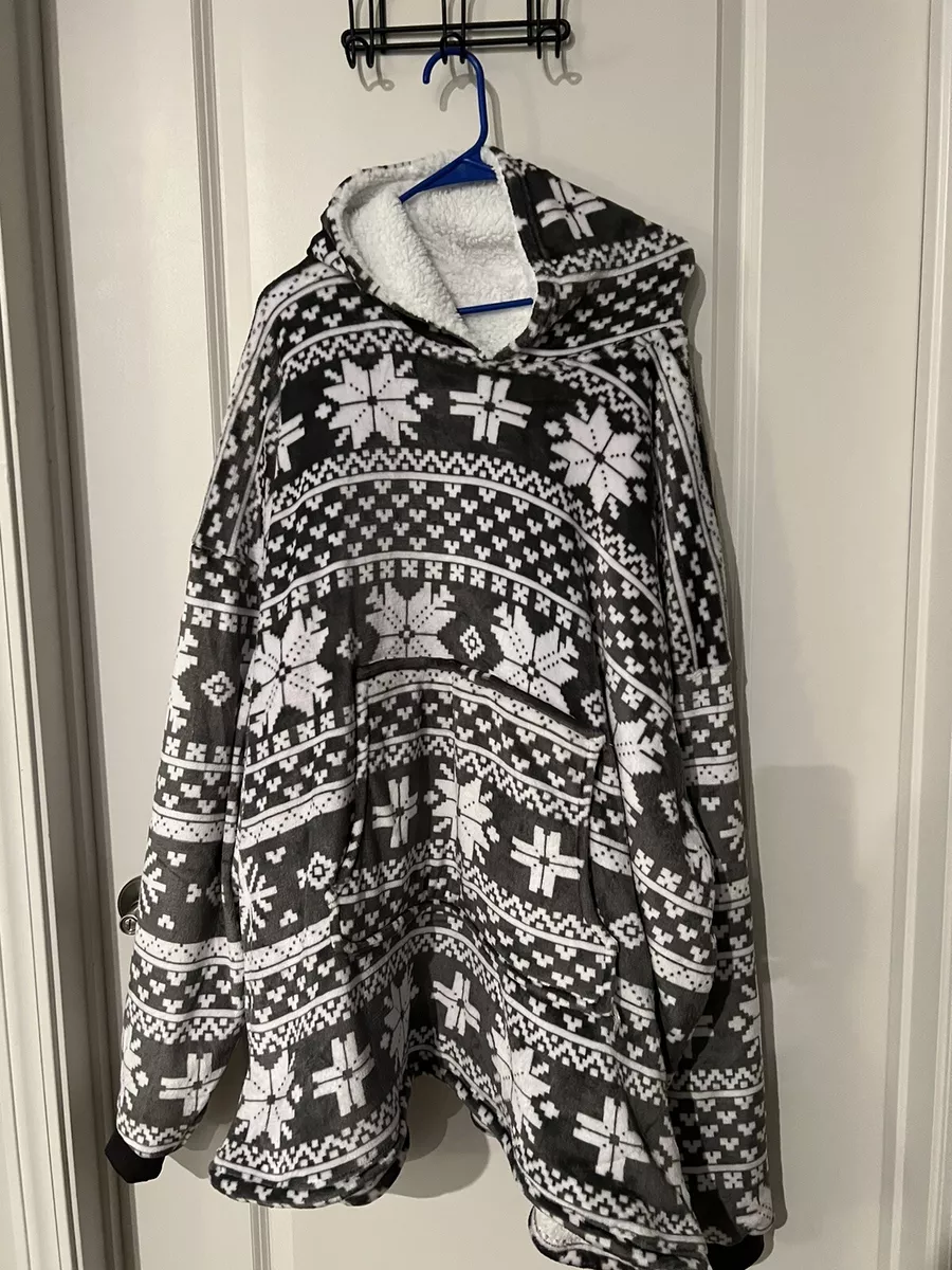 Huggle Hoodie One Size Fits All . Grey With Snowflakes eBay