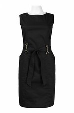 Nina Leonard LBD Tie Waist Chain Day/Night Dress Size 10 12 14 Black NWT 64