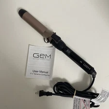 GEM Curl Designer 1-1/4" Ceramic Hair Styling Iron Wand HT21332 Gold