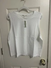 New Marine Layer Lydia White Boxy Muscle Shirt Textured Tank Size XL NWT