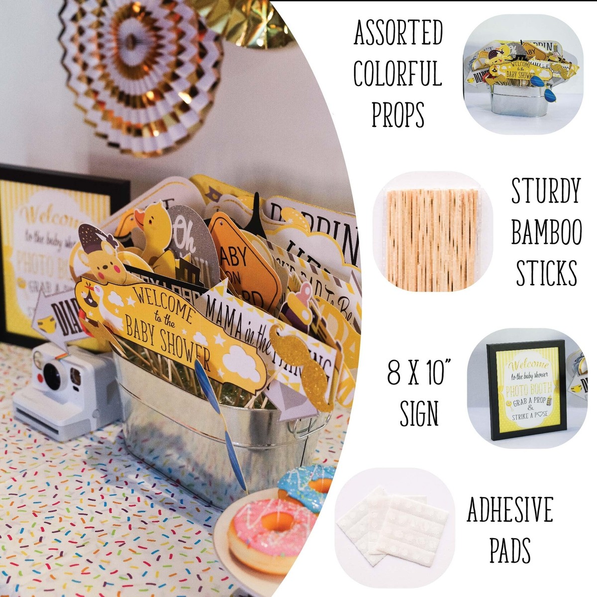 50 Accessoires Photobooth Baby Shower - Props Gender Reveal Rose Et Bleu Pour Fête Naissance Futurs Parents