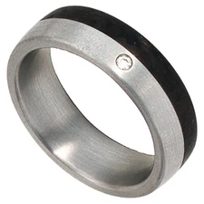 Jobo partner ring stainless steel matte with carbon 1 diamond brilliant RW: 52