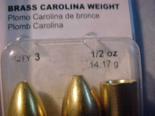 PESOS DE PLATAFORMA Eagle Claw Carolina Ready 1 oz 3/4 oz 3/8 oz 5 PAQUETE LATÓN gusano deslizamiento - Imagen 4 de 7