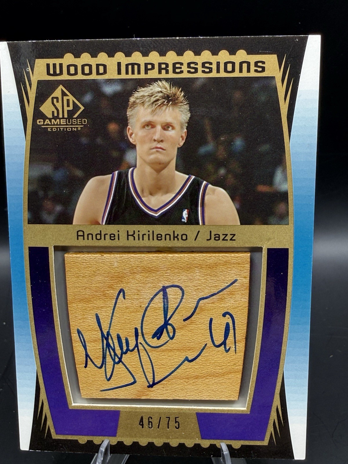 Andrei Kirilenko Sp Game Used Wood Impressions Auto Autograph /75