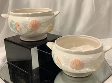 VTG  Himark Sea Catch Seashore Seashell Chowder Soup Bowl Japan 1991 - Set of 2