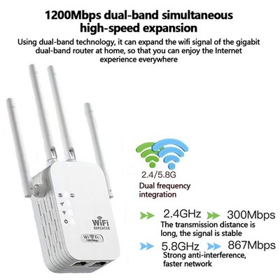 1200M WLAN Repeater Router Range Extender Wifi Signal Verstärker Booster 5G/2.4G