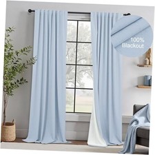 Curtains 84 Inch Length for Bedroom 2 Panel 52"W x 84"L Pack of 2 Light Blue