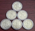 Lot of 6 Walking Liberty Half Dollars (B) 1941, 1942, 1943, 1945, 1945 & 1945