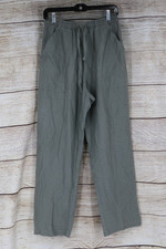 VINTAGE Women's Size Medium Pull On Linen Pants Sage Green