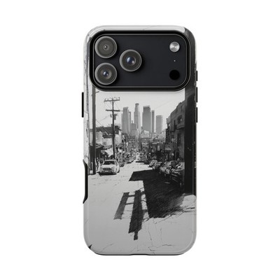 Phone Ink   Downtown Los Angeles Gray Sketch   Case for iPhone, Galaxy, Pixel