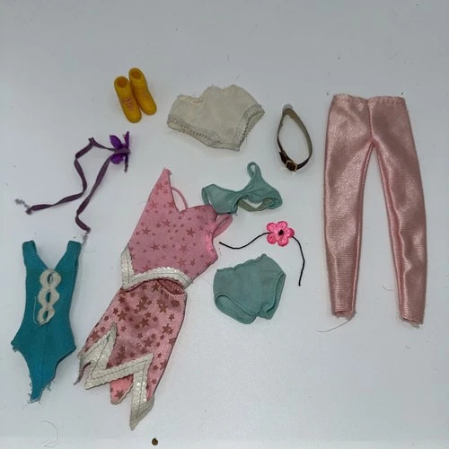 Lot Of Vintage Barbie Clothing Swim Suit Belt Sneaker Pants Panties Accessories