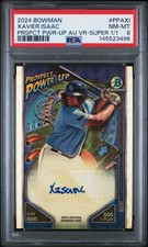 2024 Bowman Prospect Power-Up #PPAXI Xavier Isaac Superfractor Auto 1/1 PSA 8