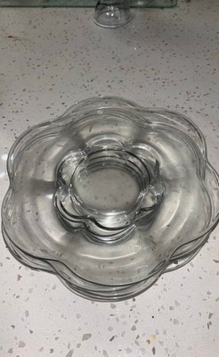 5 Vintage Duncan & Miller Canterbury Clear Glass Flower Shaped Plates - Excellen