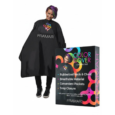 Framar Color Cover Salon Cape Hair Cape Snap Closure And Rubberized Chest For