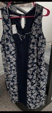 NWT Maurice’s Sz 1 Navy and White Flowered Dress Lined