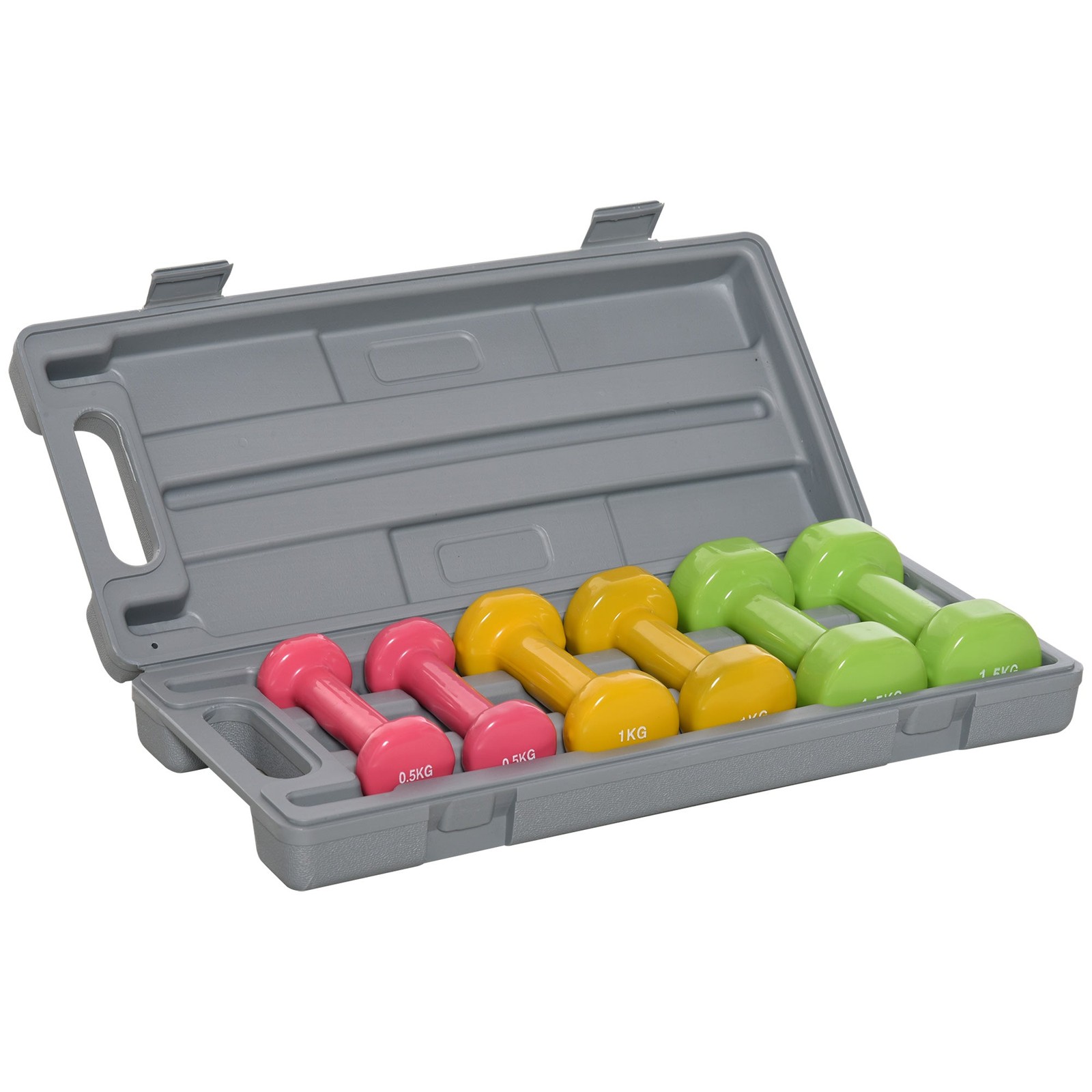 Set 6 Manubri Pesi per Braccia 6Kg in Acciaio Rivestito in Poliuretano Rosso