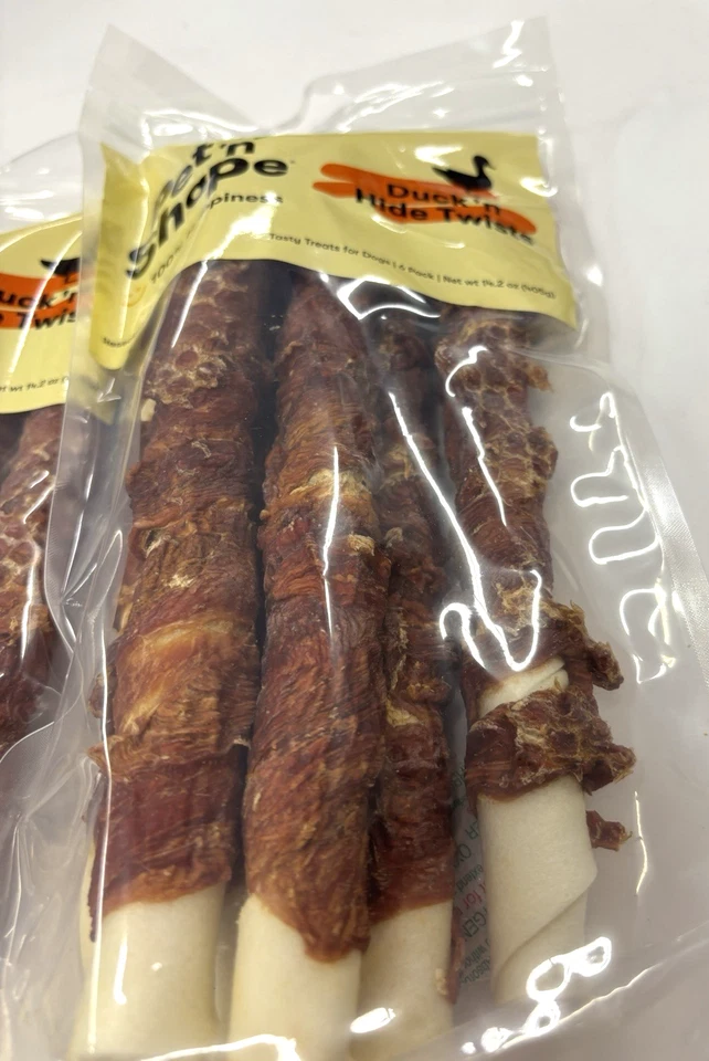 2 bolsas (15,3 oz cada una) golosinas naturales grandes para perros Pet 'n Shape Duck 'n Hide Twists Foto 3 de 4