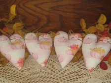 Pink Fall Cottage 4 Pumpkins Flowers Fabric Hearts Bowl Fillers Tree Ornaments