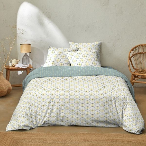 Parure de lit Creala 220x240 avec housse de couette et taies d'oreiller en coton 51 fils beige