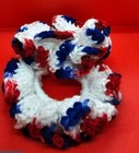 Handmade Crocheted  Scrunchies Set of two red white and blue Women hair care  — photo 4