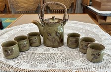 OTAGIRI MC HANDCRAFTED ORIGINAL GLAZED STONEWARE TEA SET -Tea Pot  6 Tea Cups