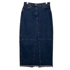 Ralph Lauren Jeans Co Denim Maxi Skirt 100 CottonBack Slit Raw Hem Vintage Sz 8