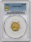 1914 $2.5 PCGS Gold Shield MS 61 Indian Head Gold Quarter Eagle