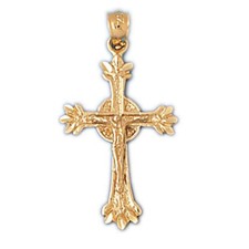 Jesus Christ on Cross Charm Pendant 14k Gold