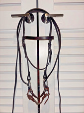 Circle Y Dark Oil Western Horse Bridle W/ O Ring Snaffle Bit  Split Reins