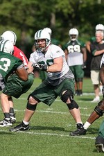 Guard Alan Faneca New York Jets blocks at New York Jets Minicamp - 2008 Photo