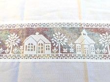 Vintage Sheer Lace Curtain Valance Panel Pair Cottage Country Kitchen 22x56 80s