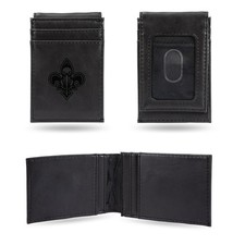 Pelicans Laser Engraved Black Front Pocket Wallet