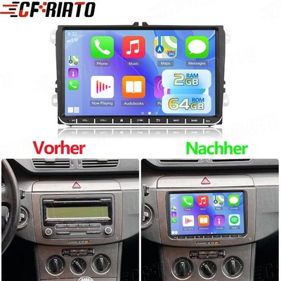 9'' Android 15 2+64GB Apple Carplay Autoradio für VW Passat 2006-2014 GPS Navi