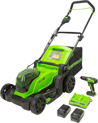 #ad 48V Brushless Cordless 17quot; Lawn Mower amp; 24V Drill with USB Batteries amp; Charger $269.95