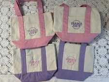 MINI Trader Joe's Pastel Canvas Tote Bags 2025 LIMITED EDITION NWT LOT OF 4