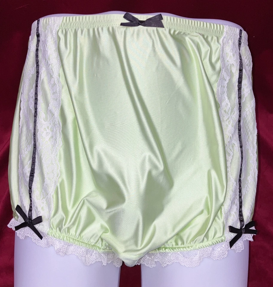Nuevo en Paquete 1X 2X Can-Can Granny Panty Nylon Sedoso Satinado Encaje Calzoncillo Estilo Sissy Vintage Foto 2 de 4