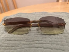 CARTIER  Gold With Brown Wood Temples 53MM Unisex Eyewear CT0052O  Brown lens