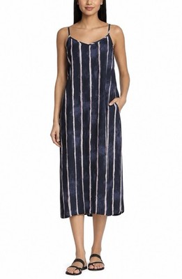 Nic + Zoe Wavy Lines Slip Dress Indigo Multi XL Coastal Chic Minimalist Striped 