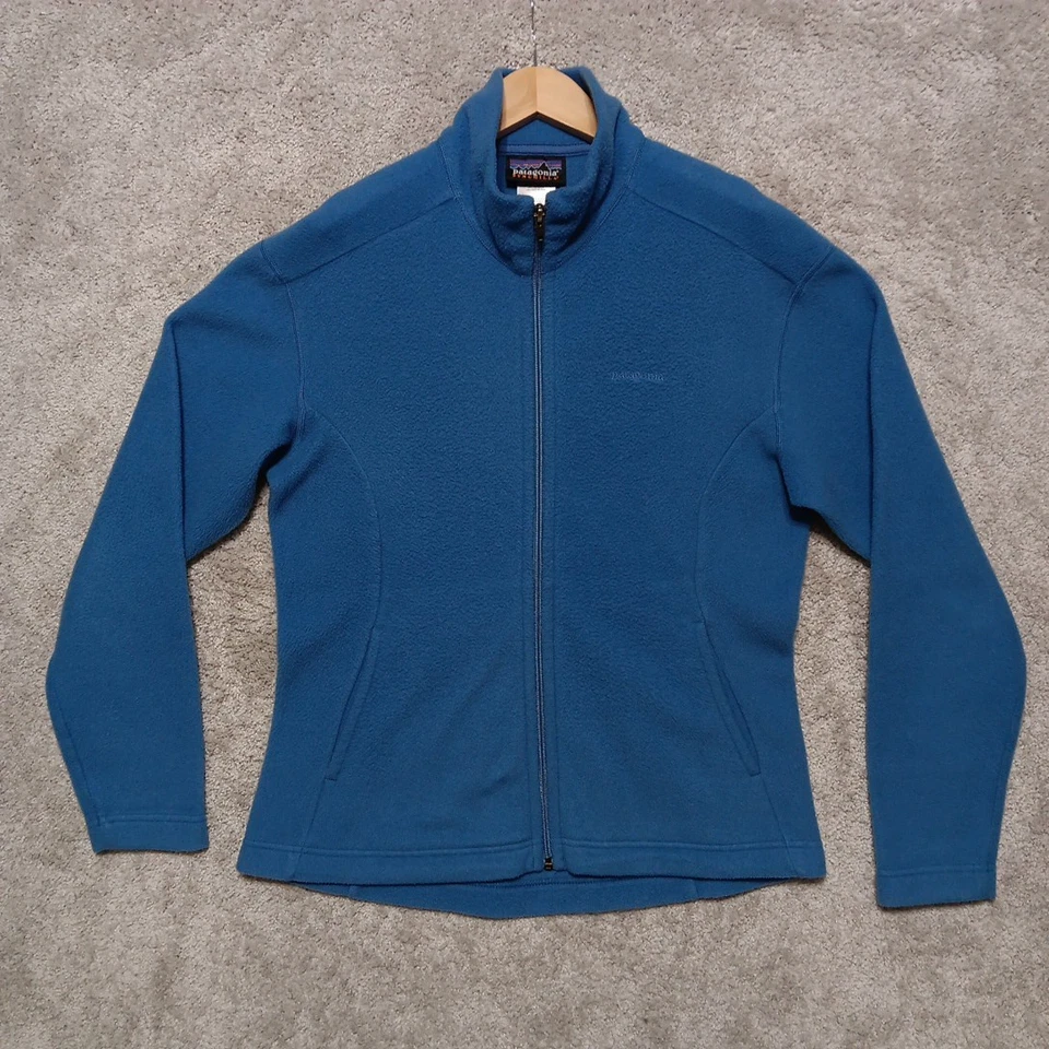 Jaqueta de lã feminina PATAGONIA Synchilla azul média zíper completo leve 11308 - Imagem 2 de 4