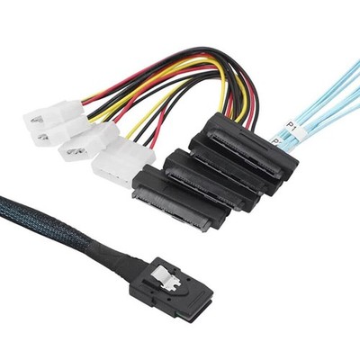 P47CS Mini SAS 36Pin Stecker SFF8087 auf 4x 29Pin SFF8482 & 4Pin Molex IDEStr...